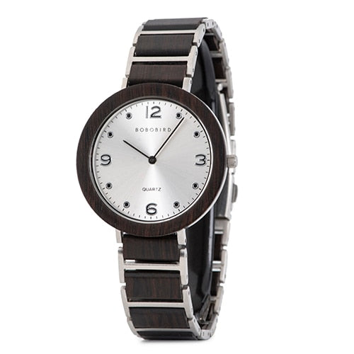Wooden Stainless Steel Women Watches