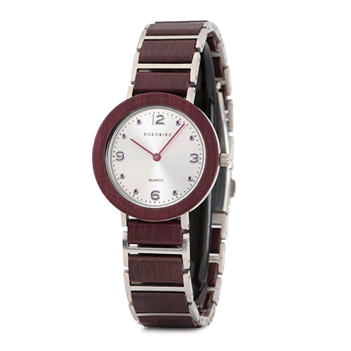 Wooden Stainless Steel Women Watches